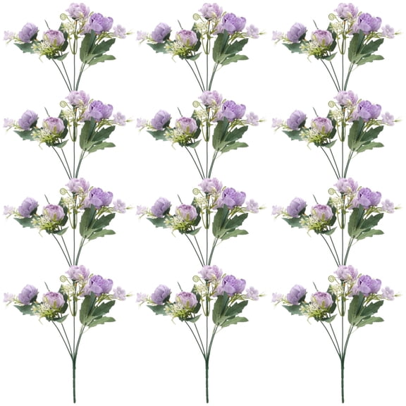 12 Pcs Silk Artificial Peony Flowers Set, Purple Faux Peony Bouquet for Vivid Wedding Decor, Centerpiece & Table Decorations, Bulk DIY Floral Arrangements