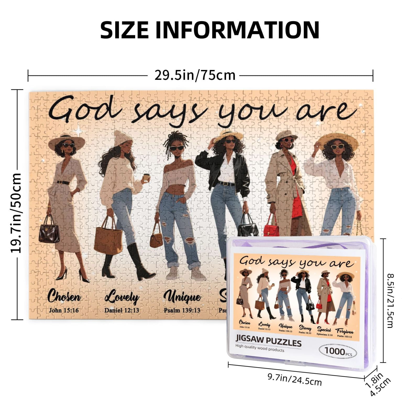 African American Inspirational 1000 Pieces Jigsaw Puzzles Black Queen Magic Jigsaw Puzzles Motivational Game Black Women God Says You Are