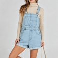 thumbnail image 6 of Women's Solid Loose Fit Denim Overalls with Multiple Pockets Casual Jumpsuit Light Blue XL, 6 of 7
