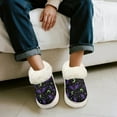 thumbnail image 5 of POLERO Purple Bats Moon Print Fuzzy Slippers for Women Indoor Soft Plush Lining, Comfort Thick Sole Warm Winter House Shoes for Home Bedroom, Size 7-8, 5 of 7