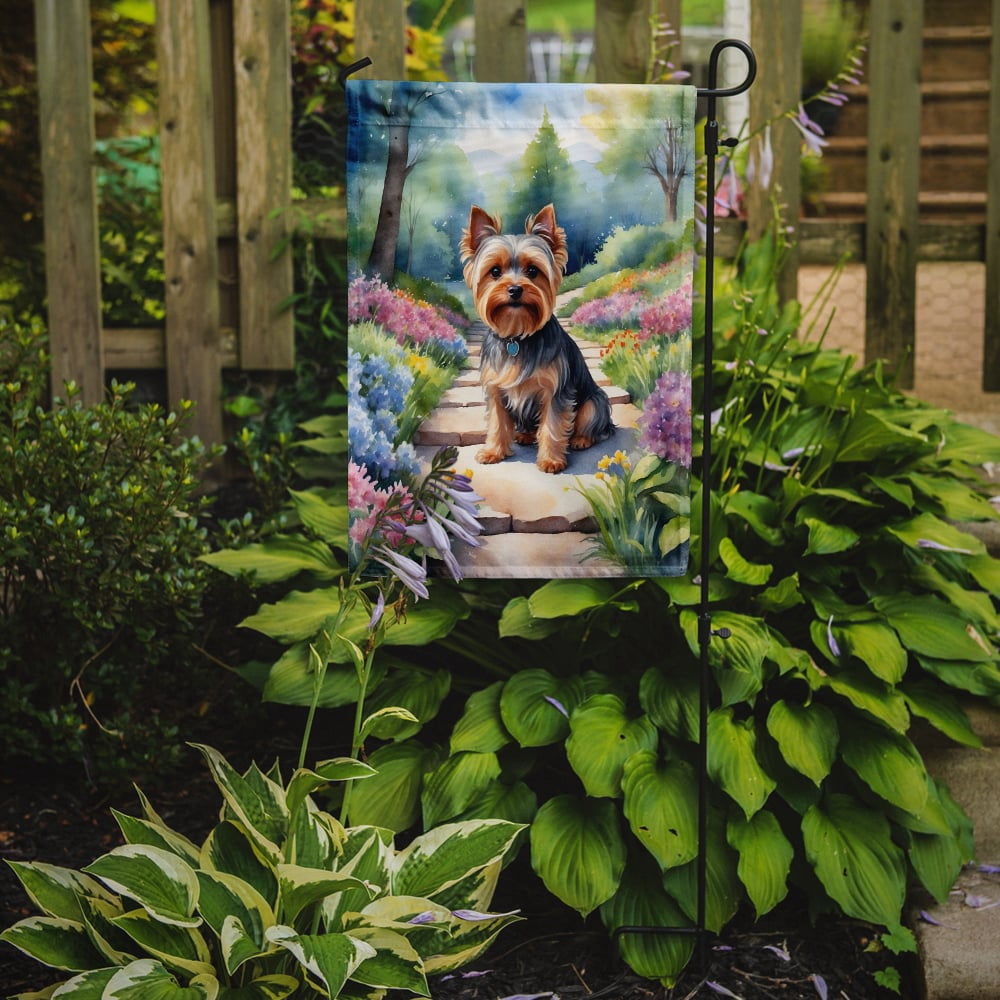 Yorkshire Terrier Spring Path Garden Flag 11.25 in x 15.5 in