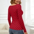 thumbnail image 5 of Bibifish Womens Tshirts Polka Dot Print Color Block Pattern Slim Fit Soft Stretch Slim Fit Long Sleeve Spring Daily Commute Trendy Outfits, 5 of 5