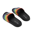 thumbnail image 5 of Pink Floyd Dark Side Of The Moon Triangle Artwork On Rainbow Straps Women's Black Slide Sandals-Large, 5 of 8
