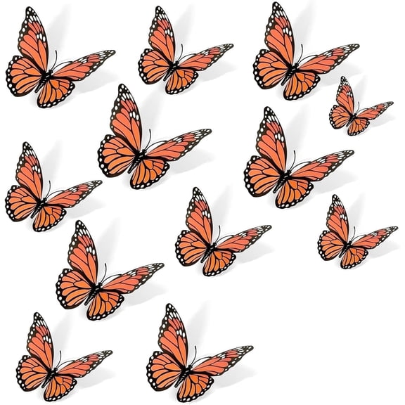 36 Pcs Monarch Butterfly Decoration，5 Size Artificial Fake Butterflies for Dia De Los Muertos Decorations，Day of The Dead Decorations，Ofrenda Decoration for Fall Autumn，Halloween，Party，Wall Decor