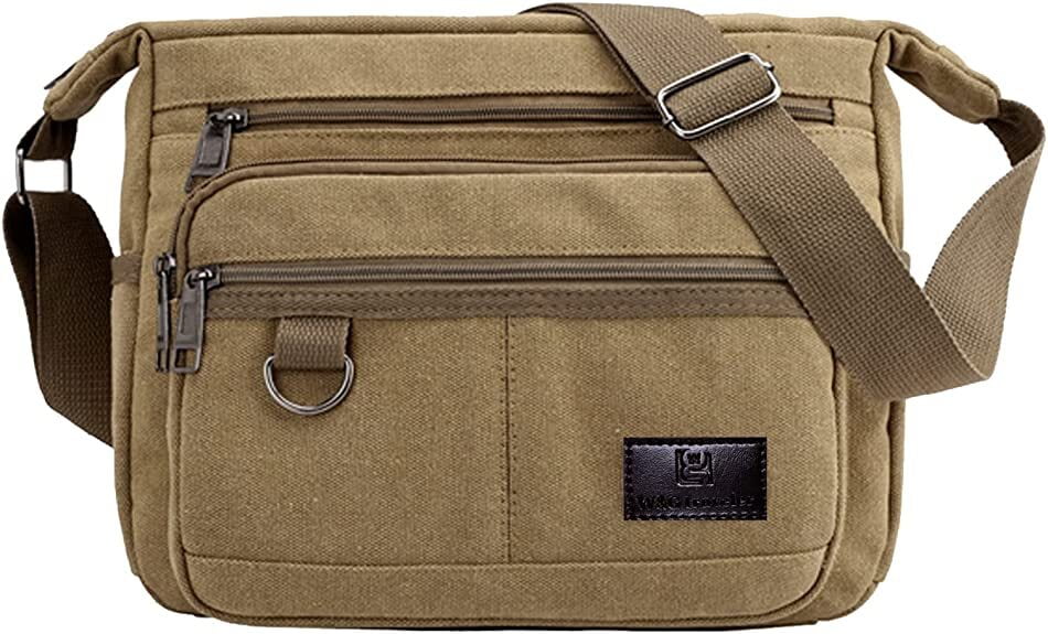 YOMYM Canvas Shoulder Messenger Bag, 13 Inches Laptop Satchel Bags