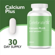 CELEBRATE VITAMINS Calcium Plus Tablets, 600 mg Calcium Citrate with Vitamin D3, 180 Count, Gluten-Free