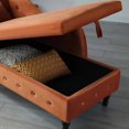 thumbnail image 5 of Holaki 60" Velvet Multifunctional Storage Chaise Lounge Buttons Tufted Nailhead Trimmed Solid Wood Legs with 1 Pillow, Orange, 5 of 10