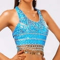 thumbnail image 2 of BYHONG Women's Sequin Tassel Tank Top Belly Dance Crop Blouse Sleeveless Sparkly Party Top for Women Blue One Size, 2 of 7
