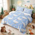 thumbnail image 3 of Erosebridal Goose Bed Spread Queen for Girls, Blue Daisies Queen Coverlet Set, 3pcs 1 Quilt and 2 Pillowcases, 3 of 7