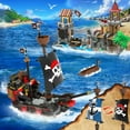 thumbnail image 4 of INSOON Pirate Castle Building Set with Light, 3 Modes Big Pirates Ship Bay Building Block 1502 PCS, Medieval Pirate Wharf House Construction Model Toy Home Decor for Adu, 4 of 9