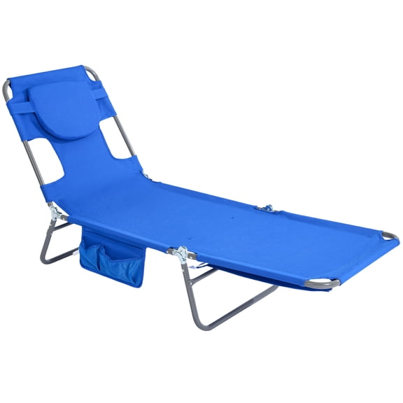 SunnyFeel Reclining Beach Chair Sun Lounger Lay Flat, Face Down Tanning Chair, Portable Folding Camping Chairs (2 Pack Blue)