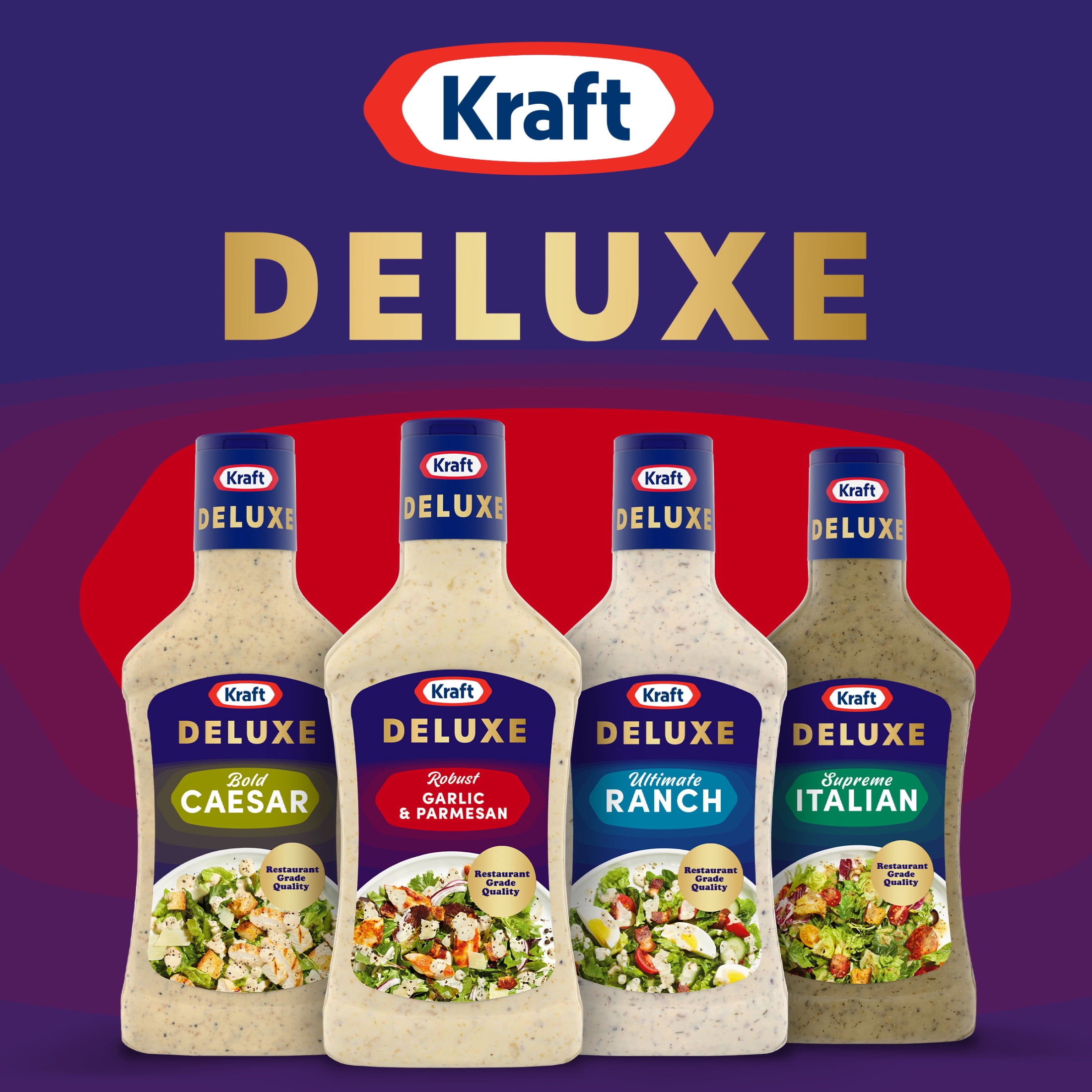 Kraft Deluxe Robust Roasted Garlic and Parmesan Dressing, 16 oz Bottle