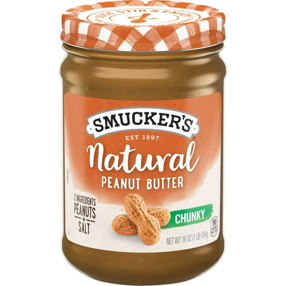 (2 Pack) Smucker's Chunky Natural Peanut Butter, 16-Ounce