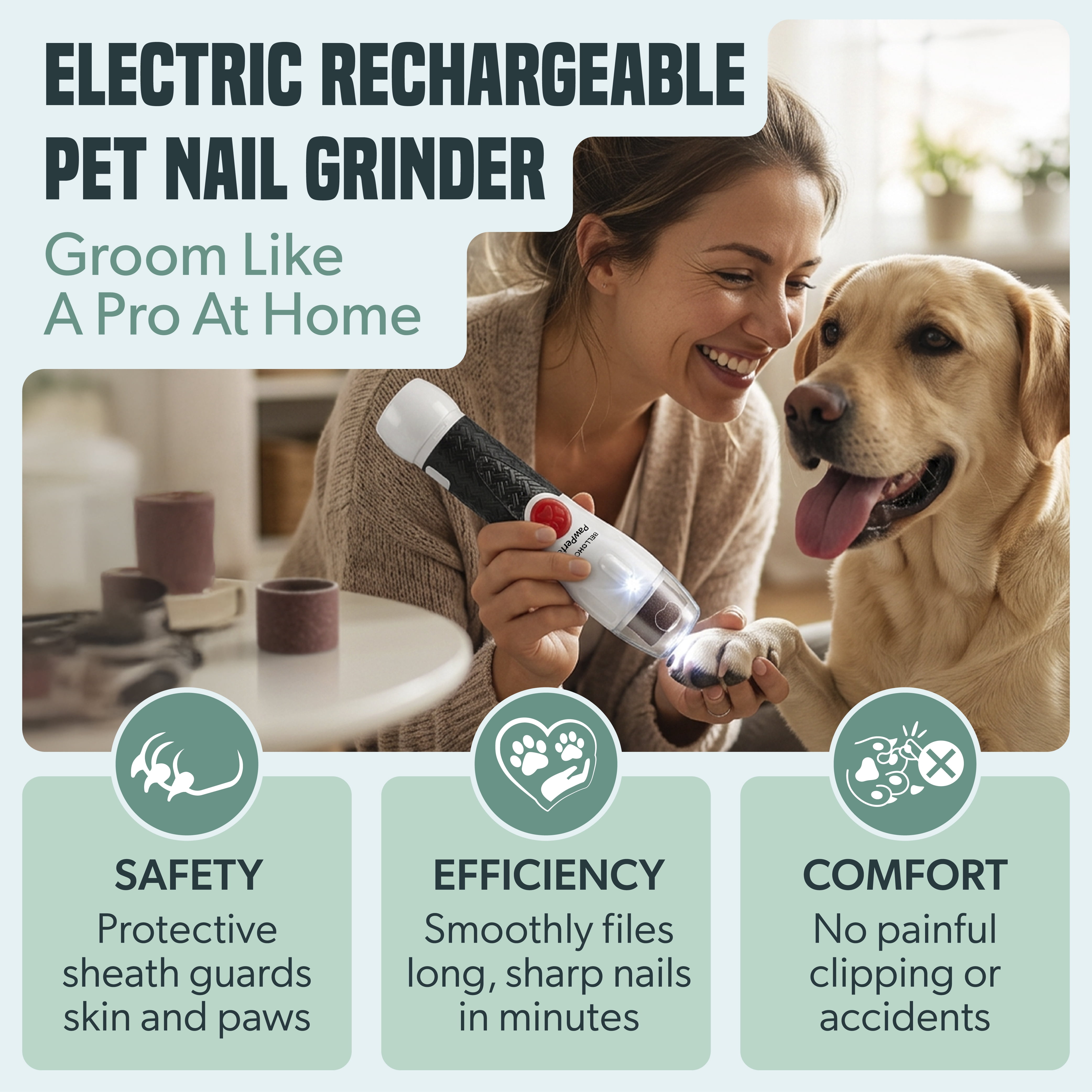 Paw Perfect Pet Nail Trimmer Nail Groomer Nail Rotating File for Large Small Pets As Seen on TV