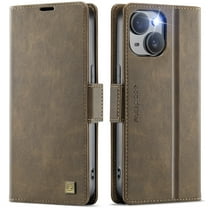 TOWOND iPhone 15 Case Magnetic Wallet Phone Case Protective Leather Case with Card Holder Function Shockproof Flip Case Brown