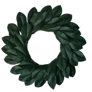 PBPBOX 1Set Faux Magnolia Wreath Green Plastic Window Decoration Ornaments Spring Front Door