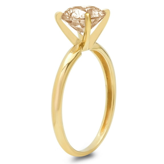 2.5 ct Round Cut Simulated Champagne Diamond Solitaire Engagement Ring for Women in 18K Yellow Gold