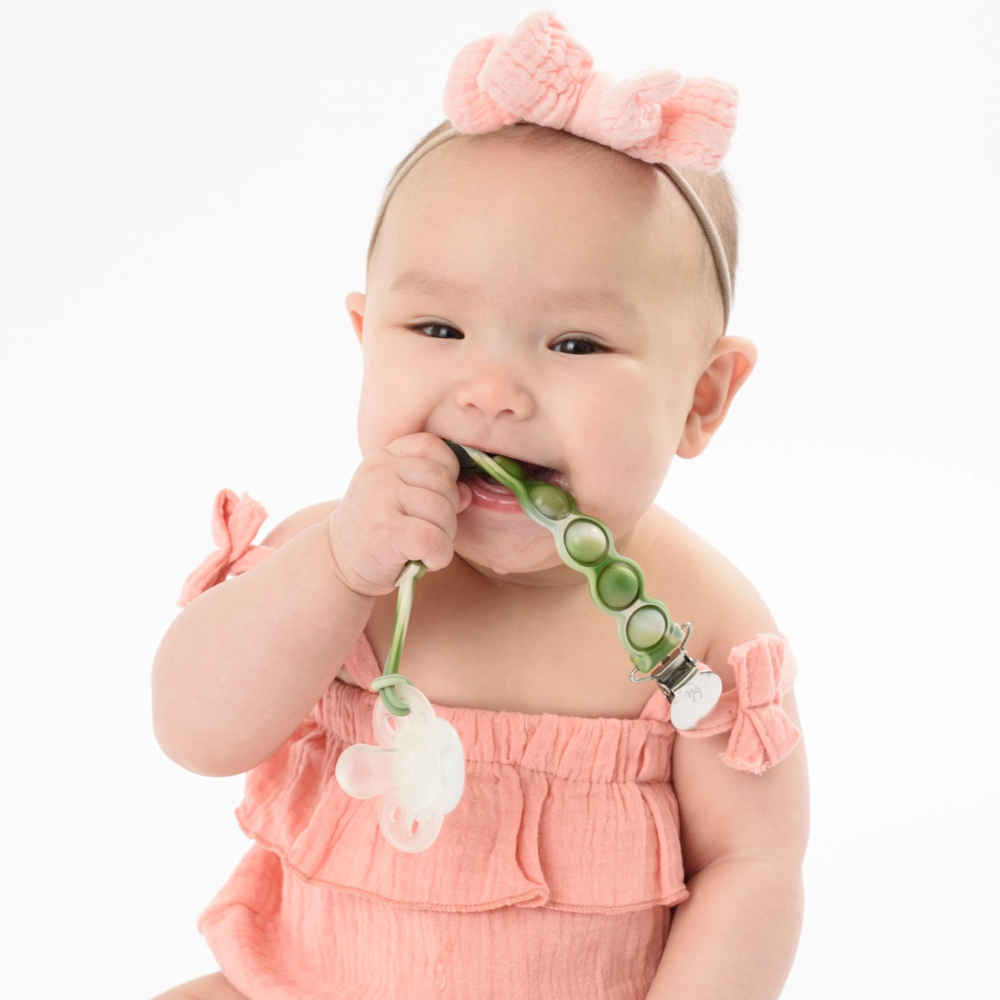 BooginHead PaciGrip Bubble Pop Sensory Stim Silicone Universal Pacifier Clip, Green Pop