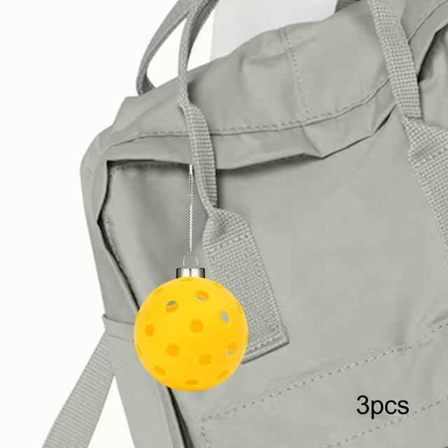 Juego de 3 adornos de Pickleball, llaveros elegantes, adornos colgantes para árboles de Navidad, llaveros de Pickleball para carteras navideñas Amarillo