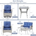 thumbnail image 5 of Bellefurn 5 Pieces Patio Furniture Sets with Outdoor Swivel Rocker Chairs Rattan 3-Seater Sofa and Coffee Table,Outdoor Conversation Set for Porch Deck Backyard Poolside, 5 of 10