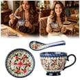 thumbnail image 2 of XINGAG Bohemian Floral Ceramic Mug Set,Large Capacity Coffee Cups With Matching Saucers And Spoon,Colorful Pattern For Breakfast Tea Home Kitchen Decor Gift, 2 of 4