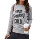 thumbnail image 4 of Camisetas de mujer Cuello redondo Manga larga Letras Impresión Casual Top suelto para uso diario Color gris Palabras negras L, 4 of 6