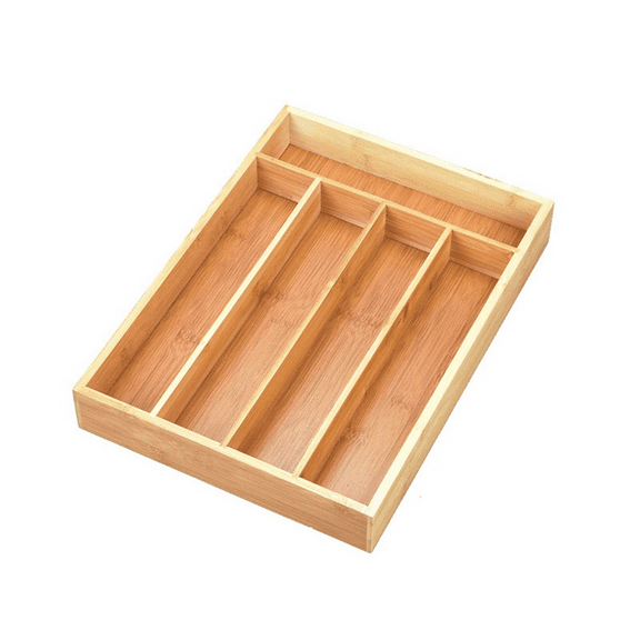 Bamboo Cutlery Silverware Tray Divider Storage Tray Rack Storage Box 5 Compartment Tray Kitchen Drawer Storage Rack