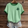 thumbnail image 2 of St Patricks Day T Shirts for Women Animal Print Knitted Ribbed Short Sleeve Casual Crewneck Top Daily Wear Light Green XXXXXL, 2 of 5