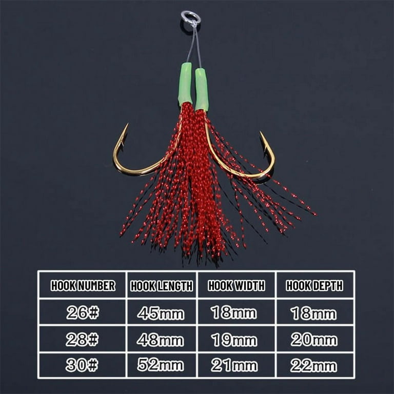 Luminous Barbed Treble with Feather High Carbon Steel Feather Fishing Hooks  with Line Crank Baits Lures double Hook 26 