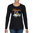 thumbnail image 2 of Wild Bobby, Cute Pug Life Living, Animal Lover, Women Graphic Long Sleeve Tee, Black, Small, 2 of 4