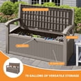 thumbnail image 3 of Uforic 70 Gallon Outdoor Storage Deck Bench with Armrests, Waterproof Lockable Storage Box for Patio, Garden, Pool & Porch, Light Brown, 3 of 9