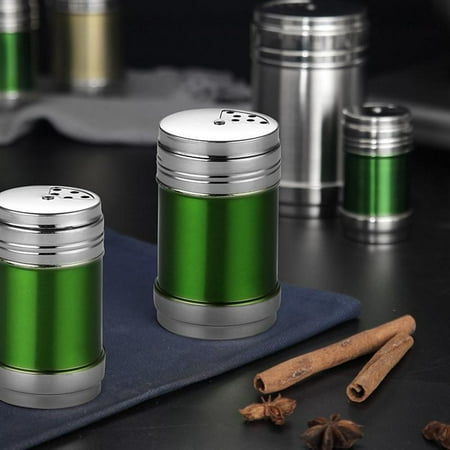 

Seasoning Shaker Spice Jar with Rotatable Lid Stainless Steel Spice Tin Storage Containers for Sugar Salt Pepper 2Pcs