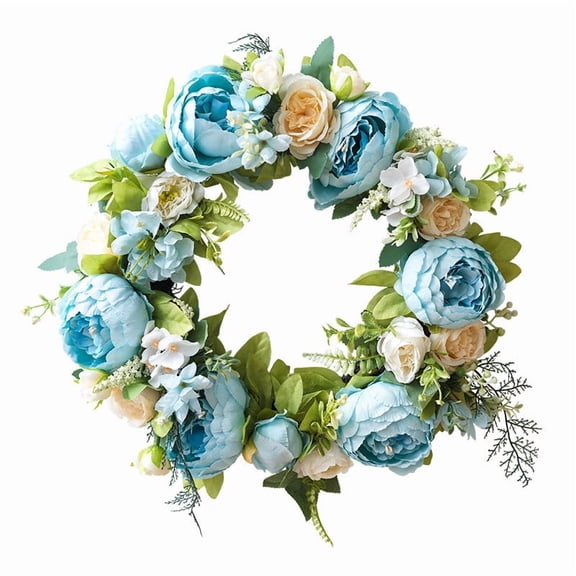 HuiXinOu Simulation Flower Wreath - Spring Summer Rose Peony Door Hanging, Large Home Decor for Living Room Wall Entryway