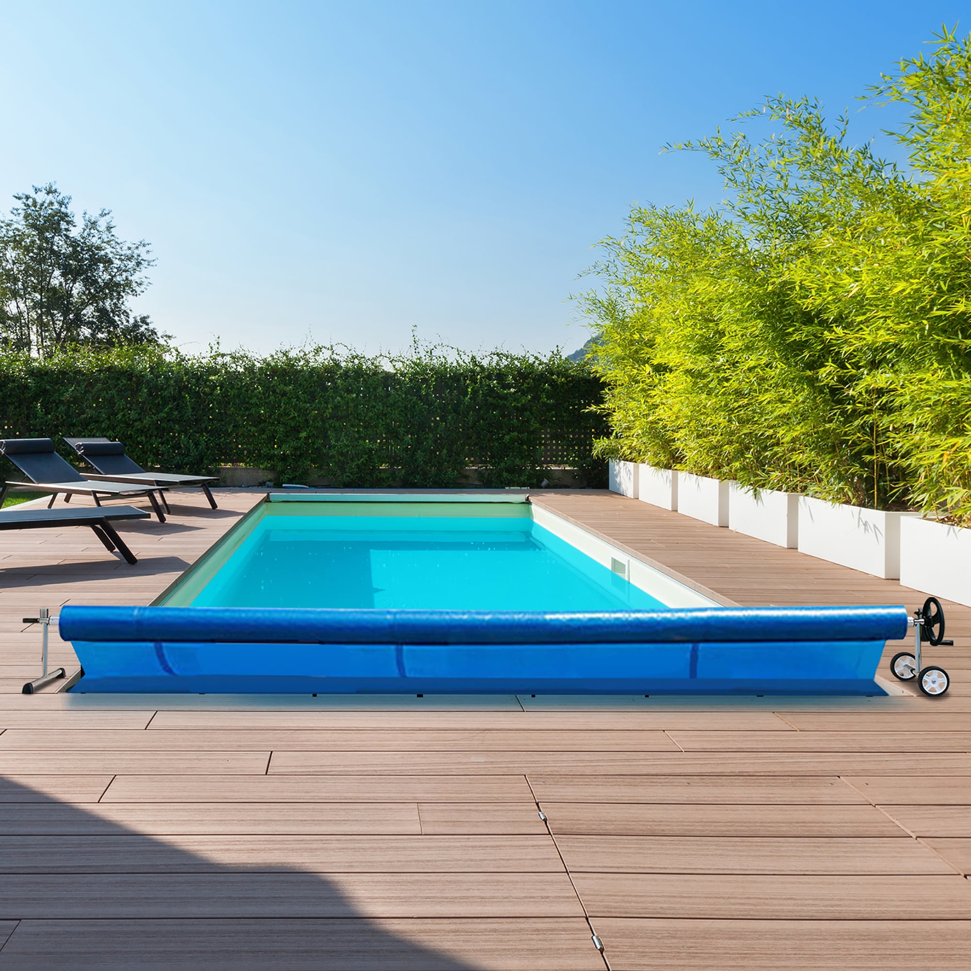 Gymax 18 Ft Pool Cover Reel Set Aluminum In ground Swimming Pool Solar Cover Reel Walmart