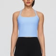 thumbnail image 6 of Staron Women's Sports Tank Top with Built-in Bra Round Neck Sleeveless Quick-Dry Solid Casual Yoga Running Workout Athletic Top, Blue S, 6 of 6