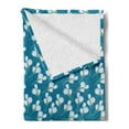 thumbnail image 2 of Floral Soft Flannel Fleece Blanket, Nature Bloom Growing Flowers of Spring Revival in Continuous Pattern, Cozy Plush for Indoor and Outdoor Use, 60" x 80", Sea Blue and Pastel Green, by Ambesonne, 2 of 5