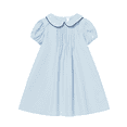 thumbnail image 2 of LittleSpring 3T Toddler Girls Short Sleeve Dress Peter Pan Collar School Uniform Dresses Casual Solid Blue, 2 of 6