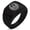 Black, variant on Stainless Steel Hatano Samurai Crest Geometric Pattern Step-Down Biker Style Polished Ring
