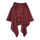 thumbnail image 3 of Gibobby faldas para mujer elegante a cuadros para mujer, falda con empalme, dobladillo irregular, falda con cintura elástica dividida(Rojo, S), 3 of 4