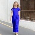 thumbnail image 2 of FhsagQ Dress Summer Easter Dresses for Girls Size 10 Girl's Short Sleeve Solid Color Loose Casual Long Maxi Dress with Pockets Girls Easter Dresses Size 6X-7 Girls Easter Dresses Blue 6-12 Month, 2 of 4