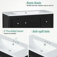 thumbnail image 5 of Contemporary Black Bathroom Vanity Cabinet with 4 Drawers & 1 Cabinet Door, Multipurpose Storage, Resin Integrated Sink, Adjustable Shelves, Solid Wood Frame with MDF, Faucet Not Include, Black, 5 of 9