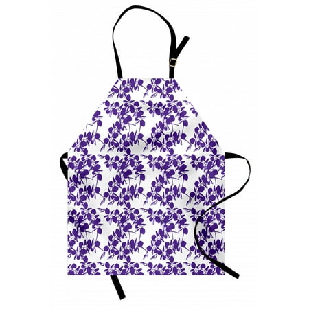 

Orchids Apron Pastel Exotic Flowering Plants Blossom Monochrome Tropical Flourish Style Unisex Kitchen Bib with Adjustable Neck for Cooking Gardening Adult Size Purple and White by Ambesonne