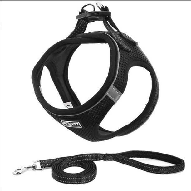 Arnés tipo chaleco universal ajustable, transpirable y reflectante para perros y cachorros, con correa para pasear (L)