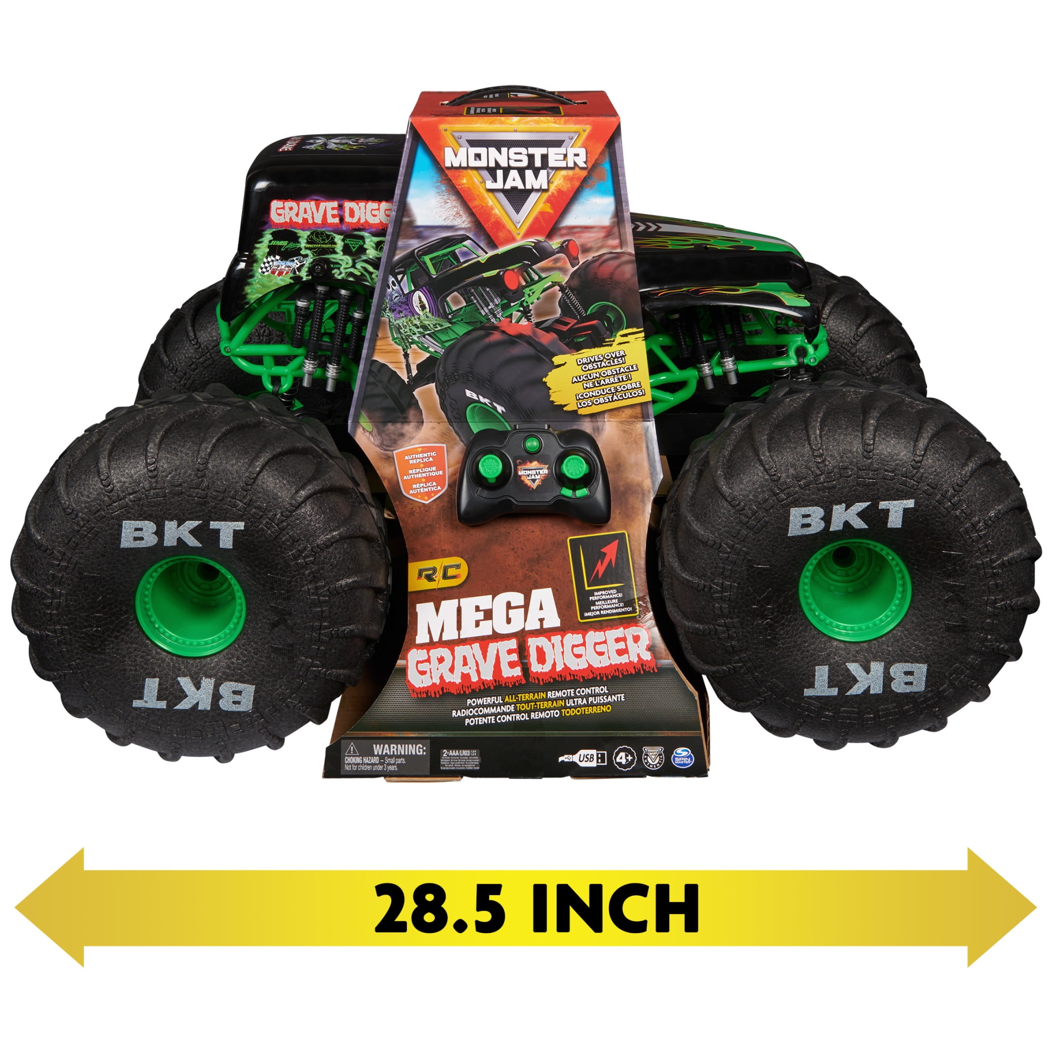 Monster Jam Mega Grave Digger, Giant Controller RC Toy, AllTerrain Remote Control Monster Truck, 1:6(图3)