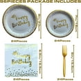 thumbnail image 2 of 96 Pieces Purple and Silver Birthday Plates and Napkins Party Tableware Set with Happy Birthday Party Decorations,Paper Plates,Napkins and Forks for 24 Guests, 2 of 4