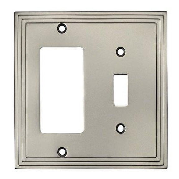 cosmas 25077-sn satin nickel single toggle / gfi decora rocker combo wall switch plate switchplate cover