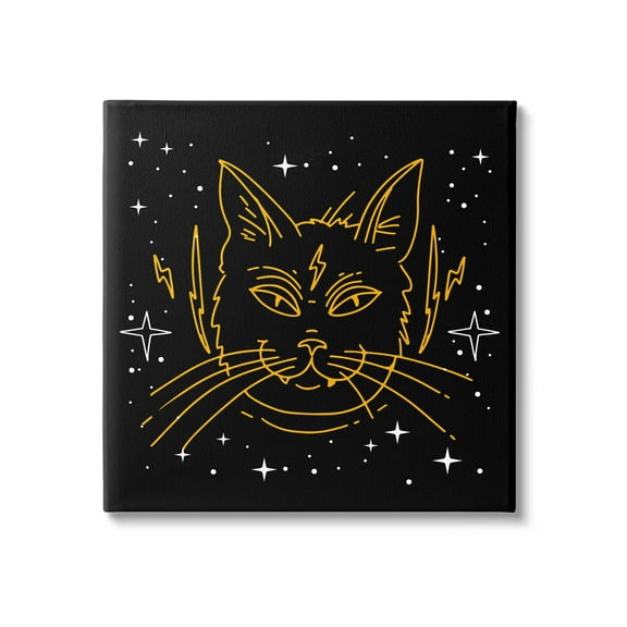 Stupell Industries Starry Cat Lightning Bolt Graphic Art Gallery Wrapped Canvas Print Wall Art, Design by Lil' Rue