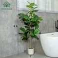 thumbnail image 4 of VIVATREES 5FT Fiddle Leaf Fig Faux Tree Artificial Fiddle Leaves Banjo Fig Realistic Figuier Lyre Plant with White Pot, for Indoor Outdoor Decor, Home Office Interior Exterior Decoration, 4 of 9