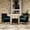 Black Chairs/Green Cushion, variant on 3-Piece Patio Furniture Set PE Rattan Wicker Outdoor Chairs with Cushions Glass Coffee Table Steel Frame for Garden Deck Porch