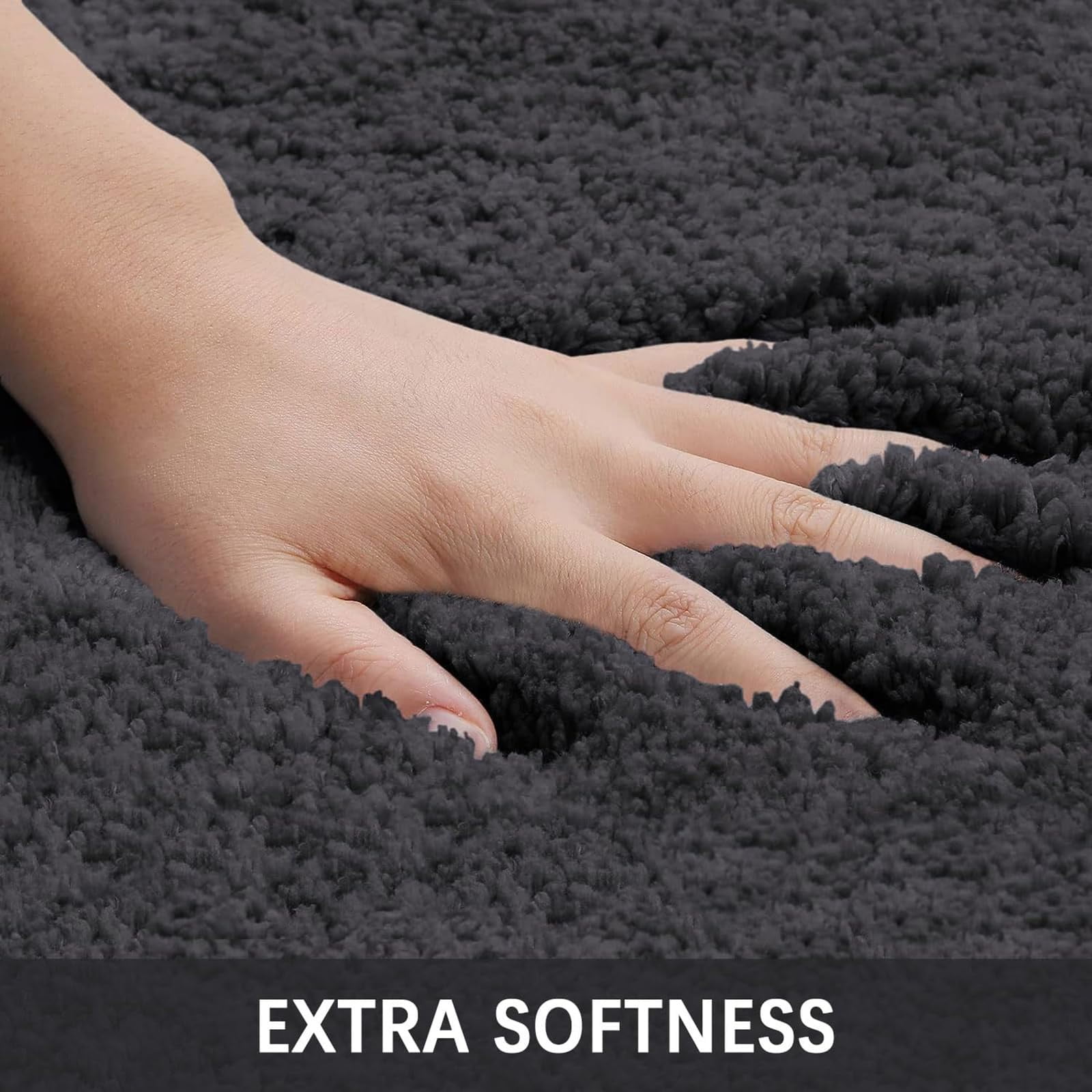 Buganda Microfiber Bathroom Rugs (24x47, Grey) Shaggy Soft and Absorbent, Non Slip, Thick Plush, Machine Washable Bath Mat and Bath Rugs for Bathroom